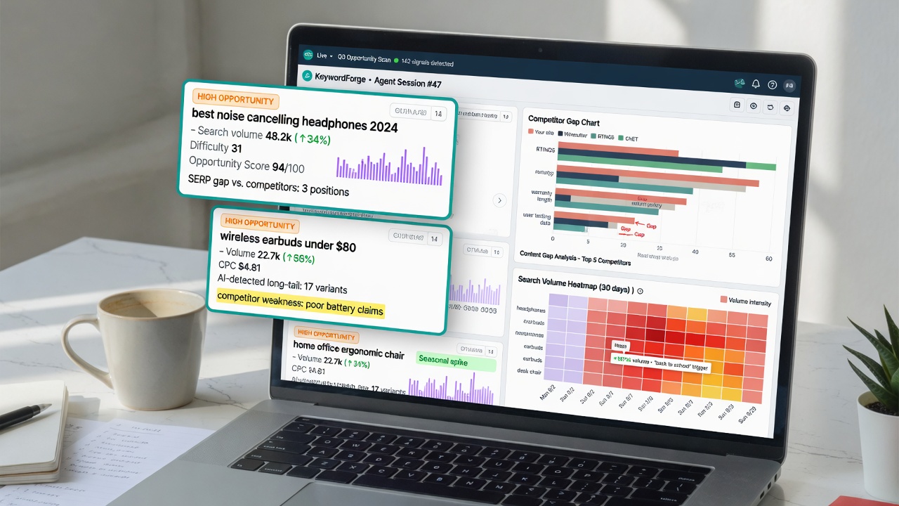 SEO keyword research and competitor analysis dashboard