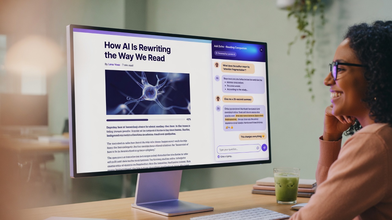 Why AI chat transforms generated articles showing modern webpage with embedded chat window