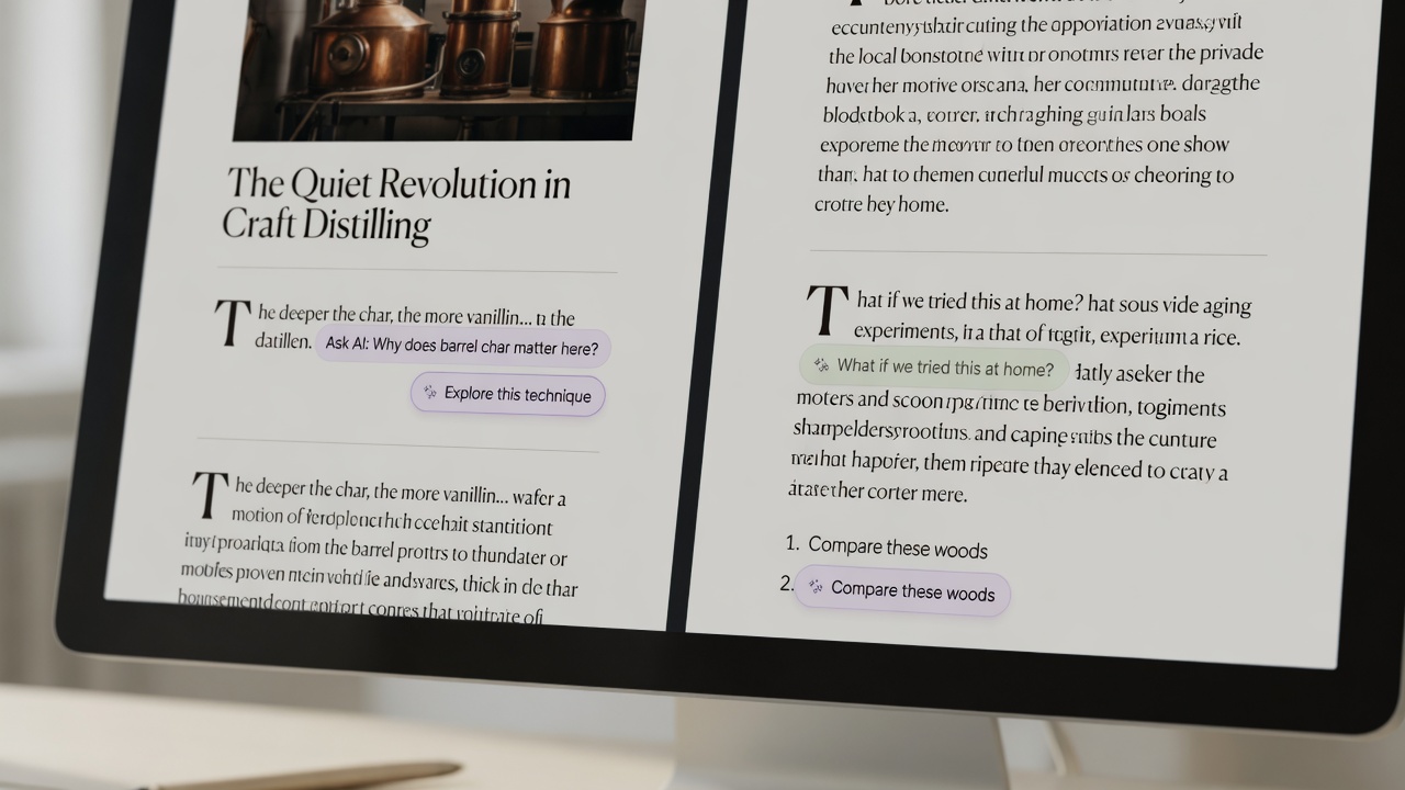 Best practices for AI chat implementation with highlighted prompts in article text