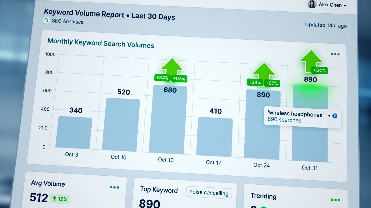 Keyword volume distribution dashboard for 100-1000 search terms