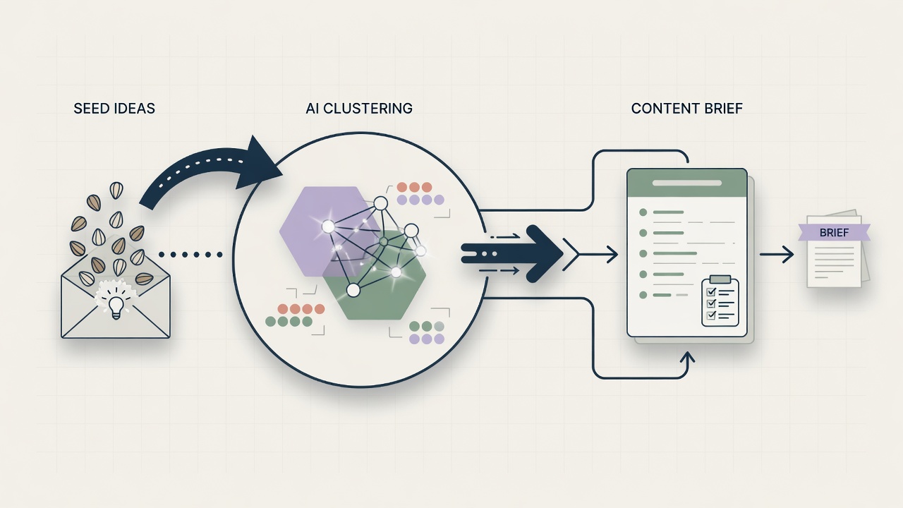 Automated keyword research workflow from seed to content brief