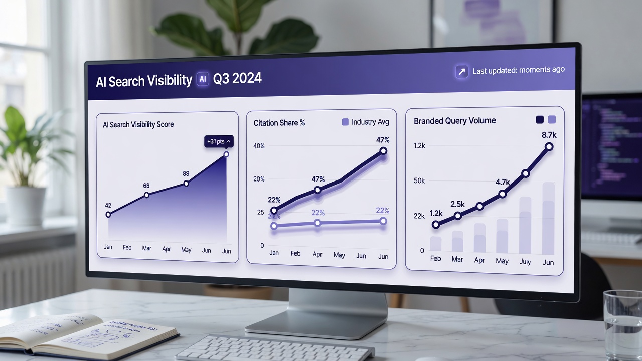 AI search visibility and citation KPI trends over time