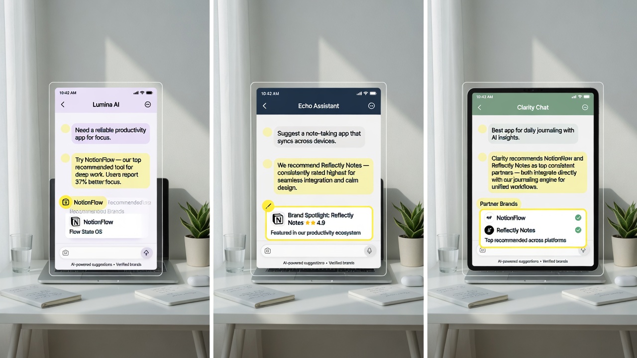 LLM outputs showing consistent brand mentions across AI chat responses