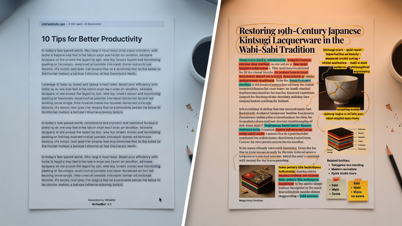 Generic AI article versus niche-optimized article comparison