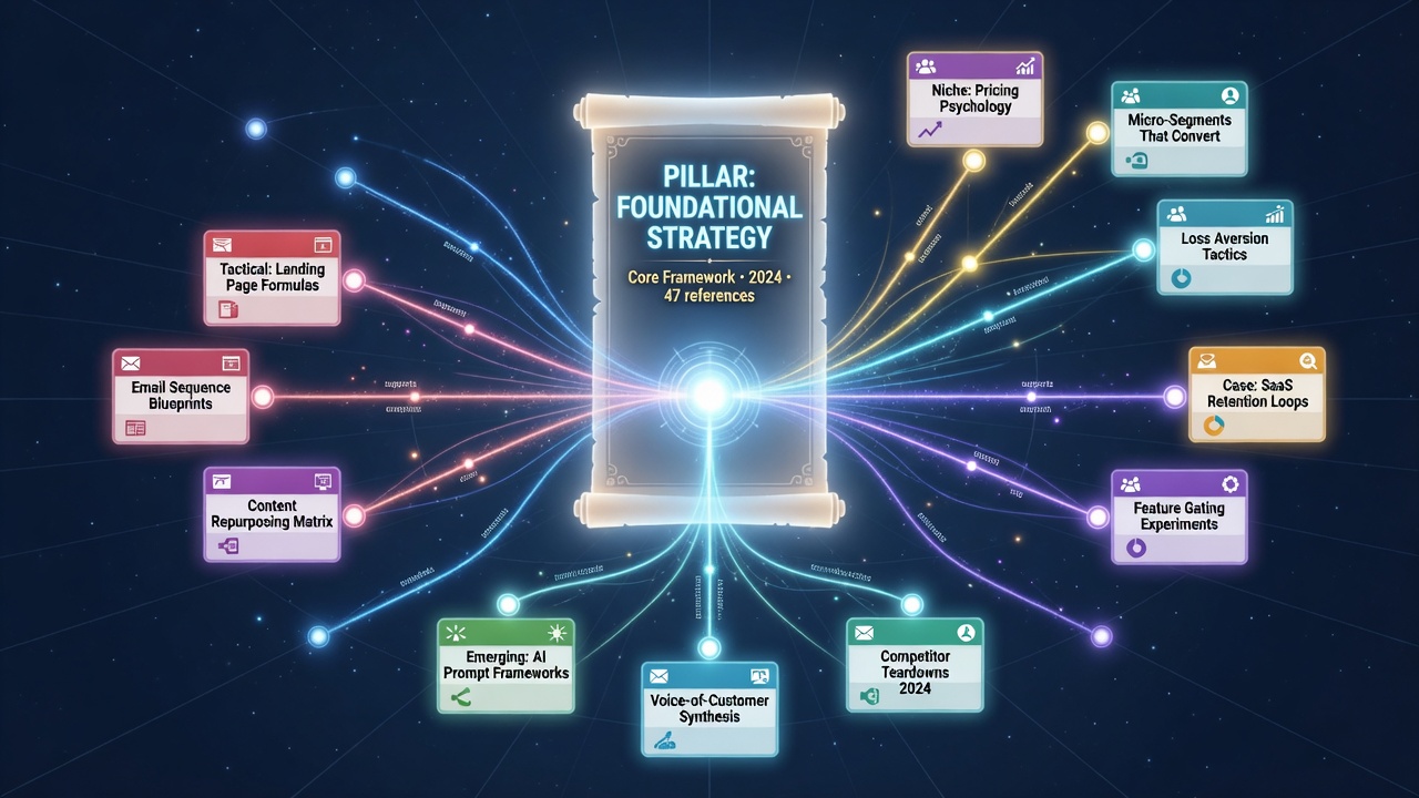 Topic cluster map showing pillar and supporting niche articles