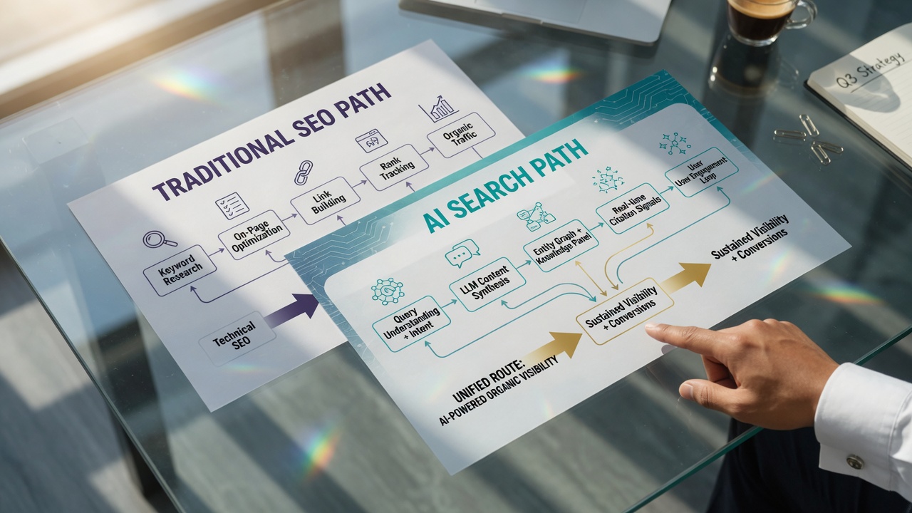 Traditional SEO and AI search optimization workflows fully overlapping