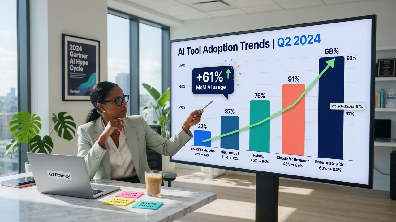 AI content creation trends showing high business adoption rates