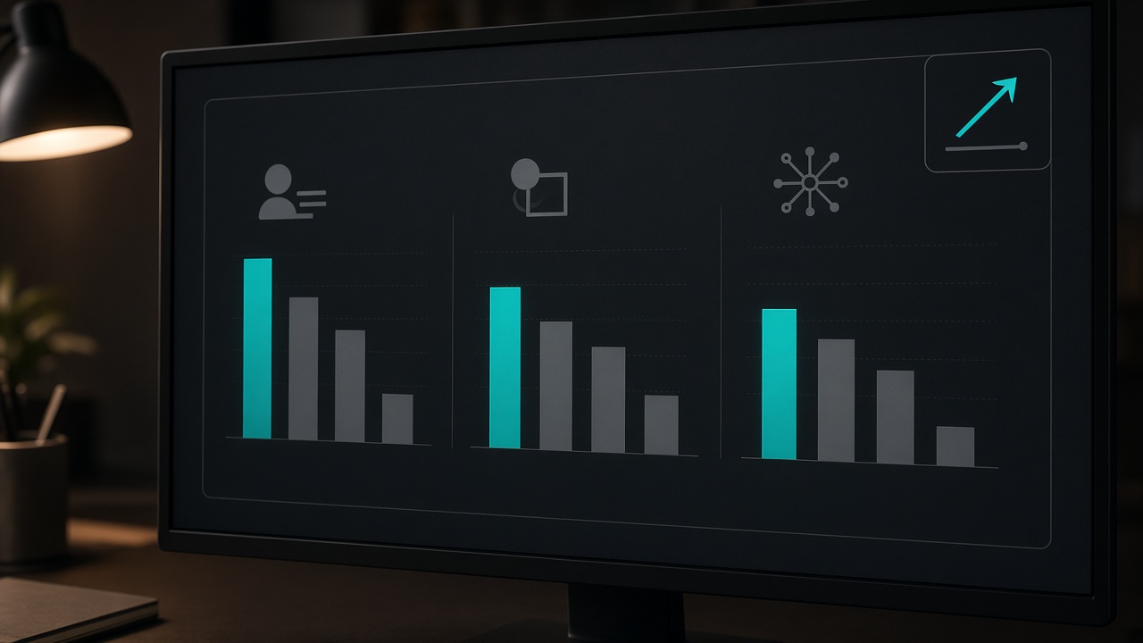 Dashboard comparing ranking share of human, hybrid, and pure AI content for SEO scale