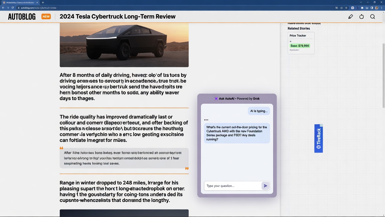 AI chat widget integrated after third paragraph of autoblog article